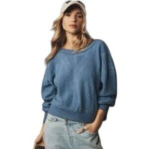 NWT Daily Practice by Anthropologie Blue Long Sleeve Cross Back Pullover XLarge